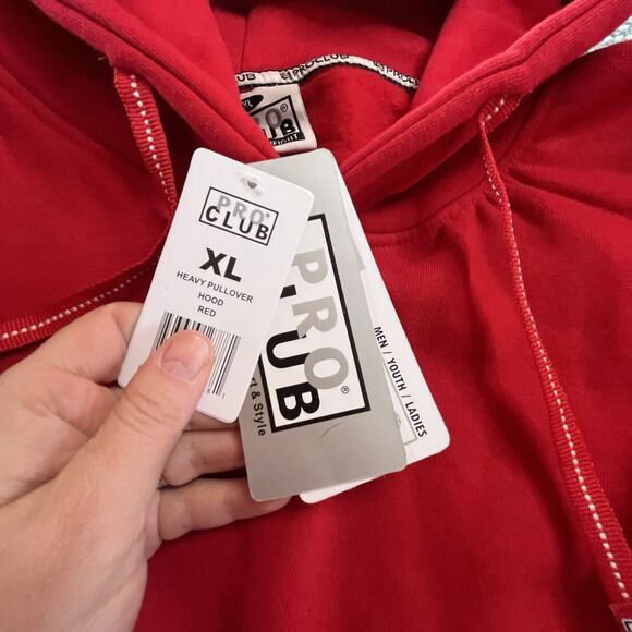 Pro Club Men's Heavyweight Pullover Hoodie (13oz) Size XL Red - Picture 8 of 10